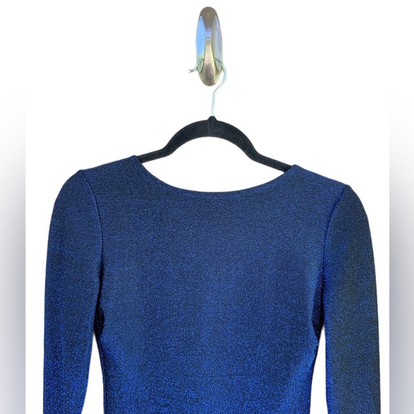 Lucy In The Sky Blue Shimmer Long Sleeve Backless Mini Dress XS - Picture 2 of 9
